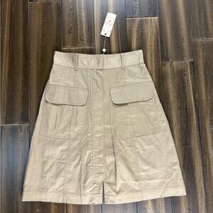 NWT Plenty by Tracy Reese High Waisted Button Up Skirt Khaki Safari Cargo Y2K
